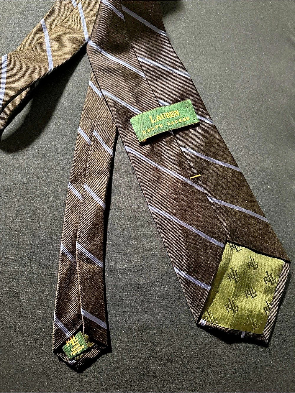 Lauren Ralph Lauren Striped Tie in Brown & Blue